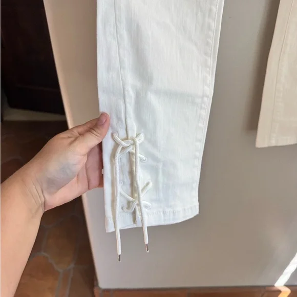 Pilcro and the Letterpress Cream Jeans with Lace-Up Hem - Picture 3 of 7